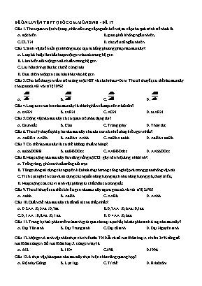 Đề luyện thi THPT Quốc gia môn Sinh học - Đề số 17
